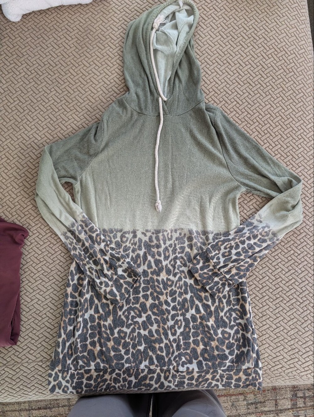 Lovely Melody Olive Green Leopard Print Hoodie